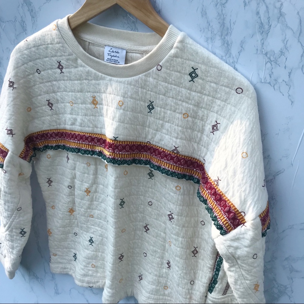 Zara | Trafaluc Creme Cotton Knit Sweater